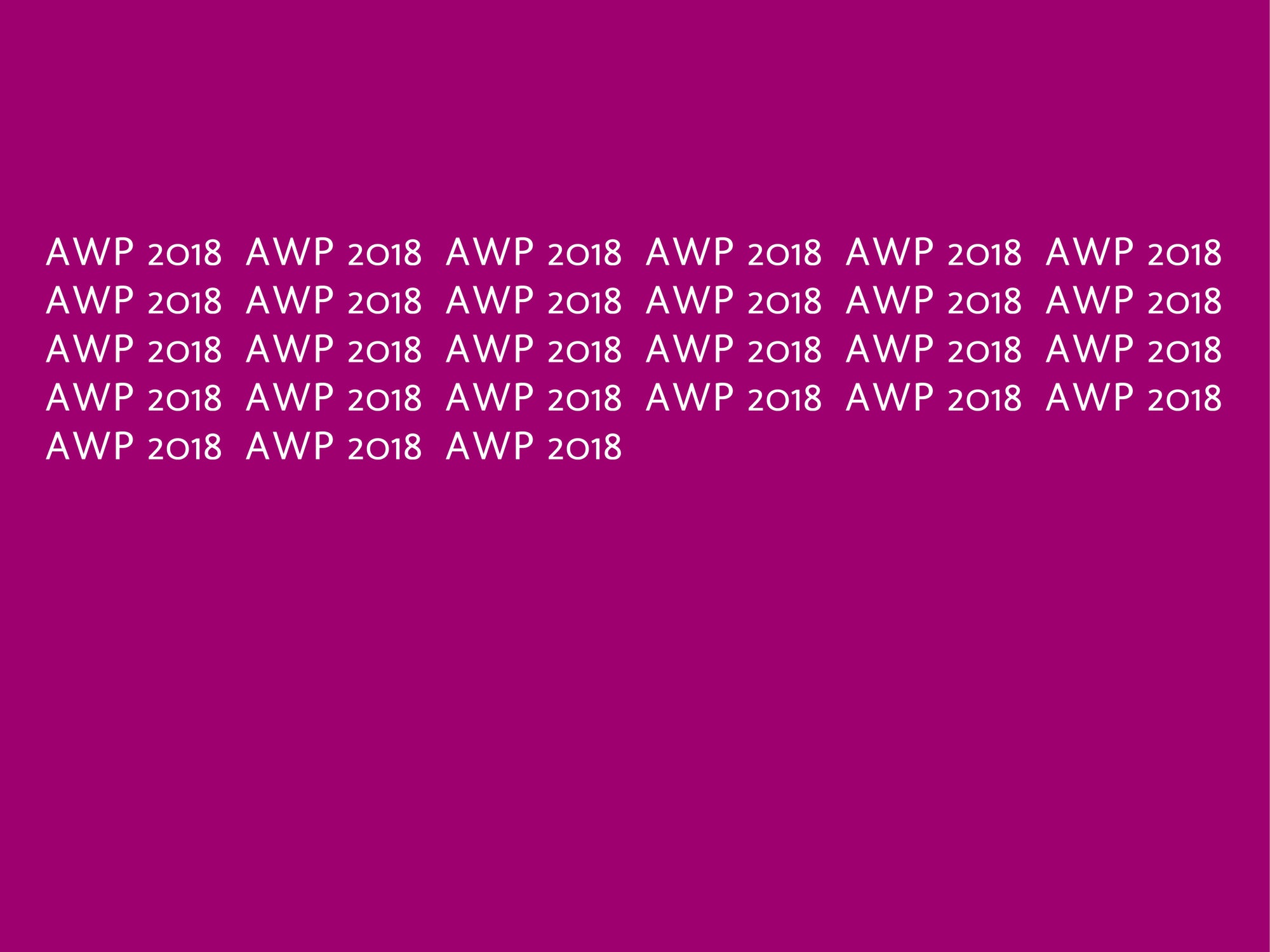 AWP 2018 Schedule