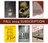 Cover of the Fall 2024 Subscription, highlighting the covers of the featured titles; "Good night, Sleep tight", "Lesser Ruins", "Sound Museum", "Sand-Catcher", "Out of the Blank", and "True Failure". 
