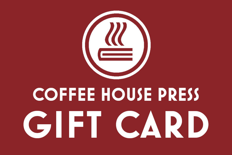 Coffee House Press gift card with logo and text on a red background