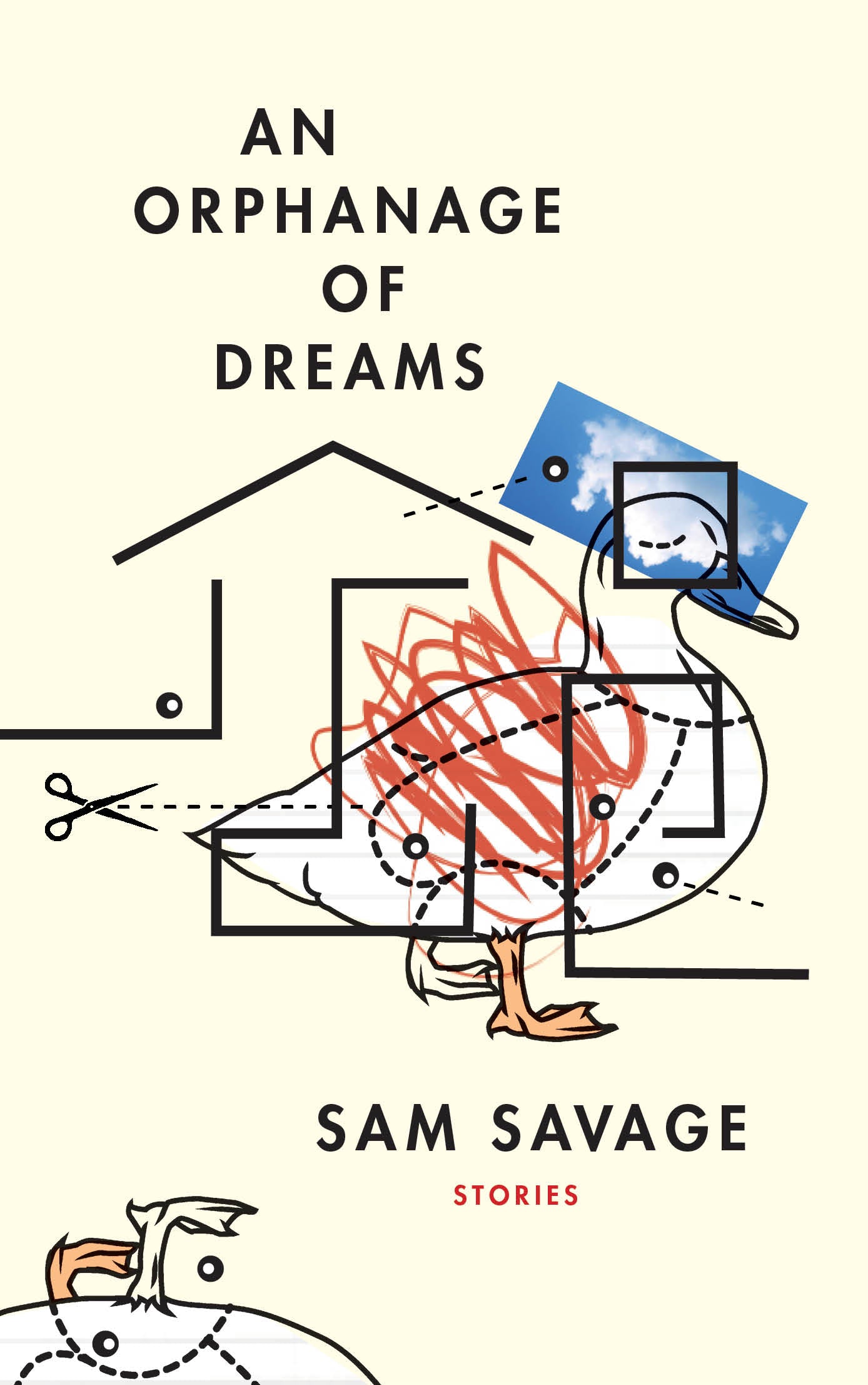 Book cover featuring beige backtround with diagrams of geometric shapes and scribbles over an outline of a duck