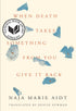 Book cover featuring a ivory background with blue petals fluttering down the page. Title and author in red and black serif text down the center.