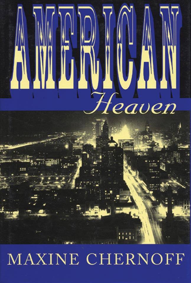 Book cover featuring a black and white image of a city at night in motion with the title and author in blue and white bold text on the top and bottom