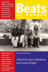 Cover of the anthology "Beats at Naropa" with the title in a yellow rectangle, the names of the authors in a vertical red column, and the name of the editors at the bottom in a blue rectangle. The center of the cover features four people in black and white. 