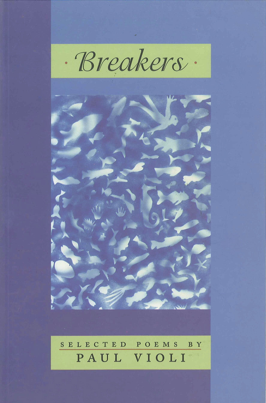 Cover of "Breakers," by Paul Violi, in all blue with a focus on sea creatures in the center in a lighter blue.