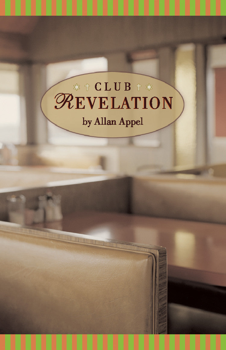 Cover of Allan Appel's "Club Revelation," featuring a classic diner setup with a booth as a focal point. 
