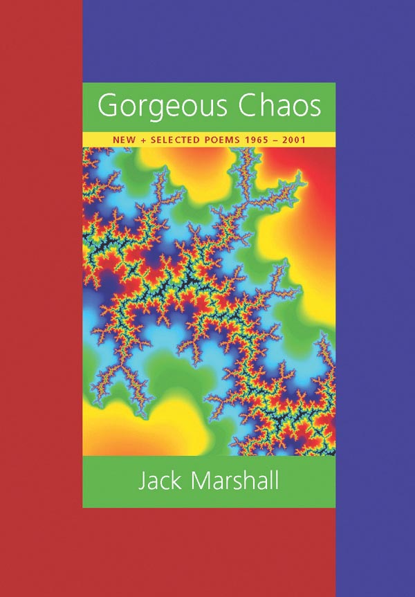 Cover of "Gorgeous Chaos," by Jack Marshall, which shows vivid colors of the rainbow in the style of a thermogram. 