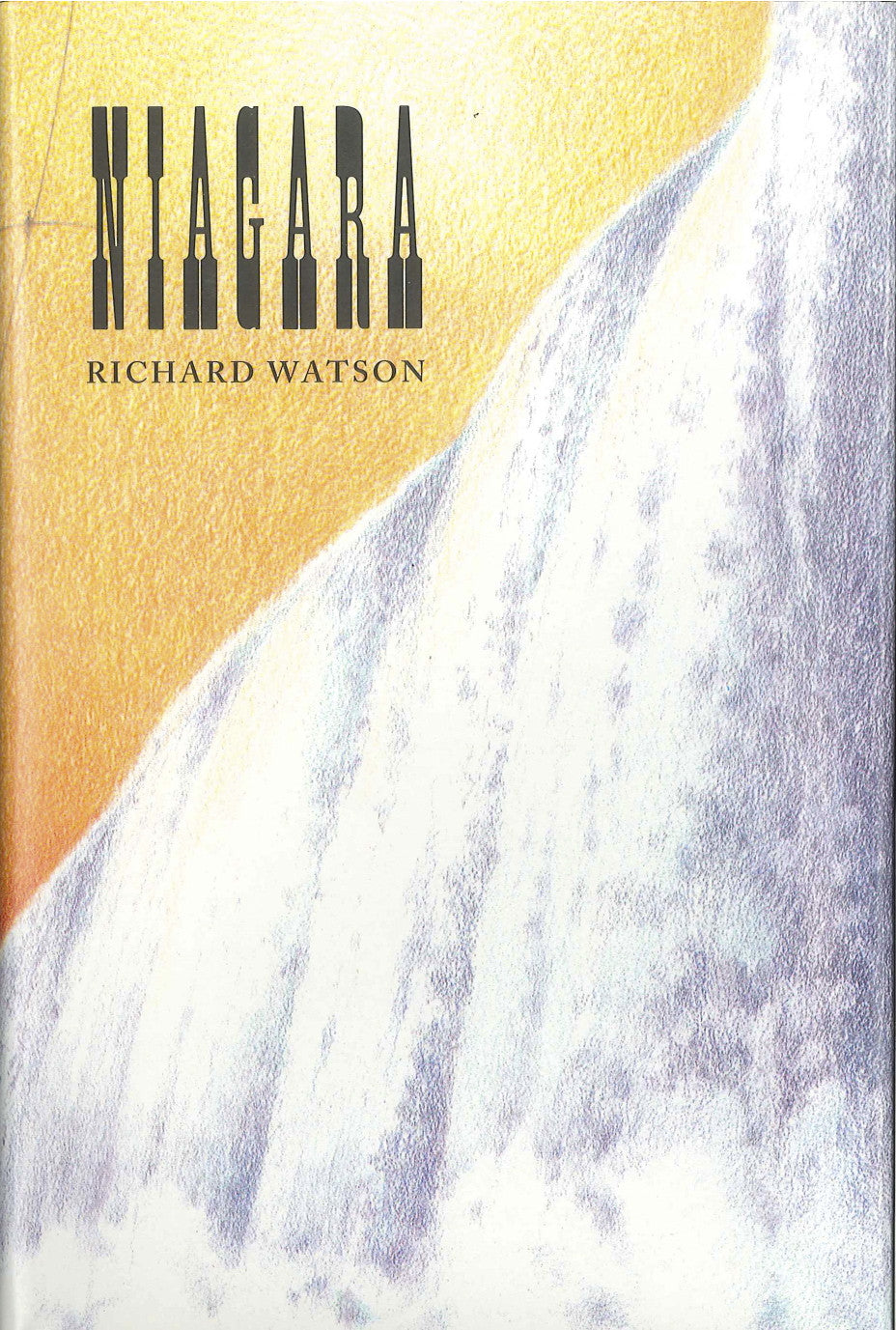 Cover of "Niagara," by Richard Watson, which shows an illustration of a large waterfall as well as a dusky sky. 