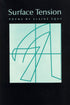 Cover of "Surface Tension," by Elaine Equi, which features cross-hair lines and scribbles in a shade of teal with a background of light blue. 