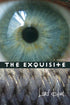 Cover of "The Exquisite," by Laird Hunt, featuring a closeup of a human eye that is blueish green with a golden rim around the pupil. 
