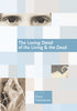 Cover of "The Loving Detail of the Living & the Dead," by Eleni Sikelianos, which features collage style images: a close-up of someone's eyes, a person on a bicycle, and a man laying down. The rest of the background is a checkered patterned in varying cool tones. 