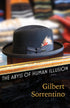 Cover of "The Abyss of Human Illusion," by Gilbert Sorrentino, which features a photograph of a black bowler hat with a white feather sticking out of the side sitting on top of a glass counter. 