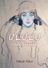 Book cover featuring image of a woman's face in blue and yellow tones that fades into abstract outlines on a tan background